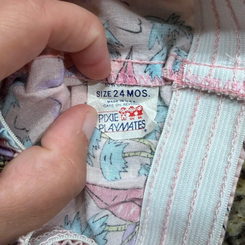 Vintage Pixie Playmates Kids Pink Tropical Beach Palm Tree Shorts 24 Months USA
